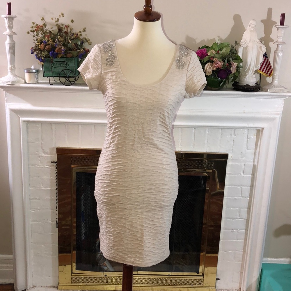 Free People Beige/sand sequin metallic Sz S/P
